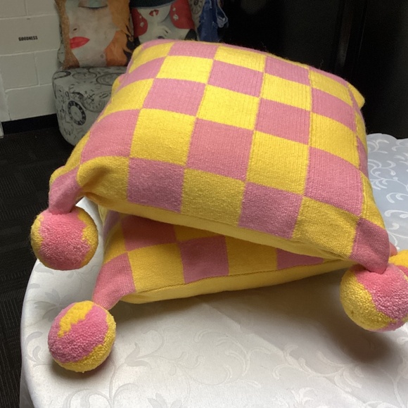 McKenzie child pillows, rear, black, print, yellow, and pink retired - Picture 1 of 11